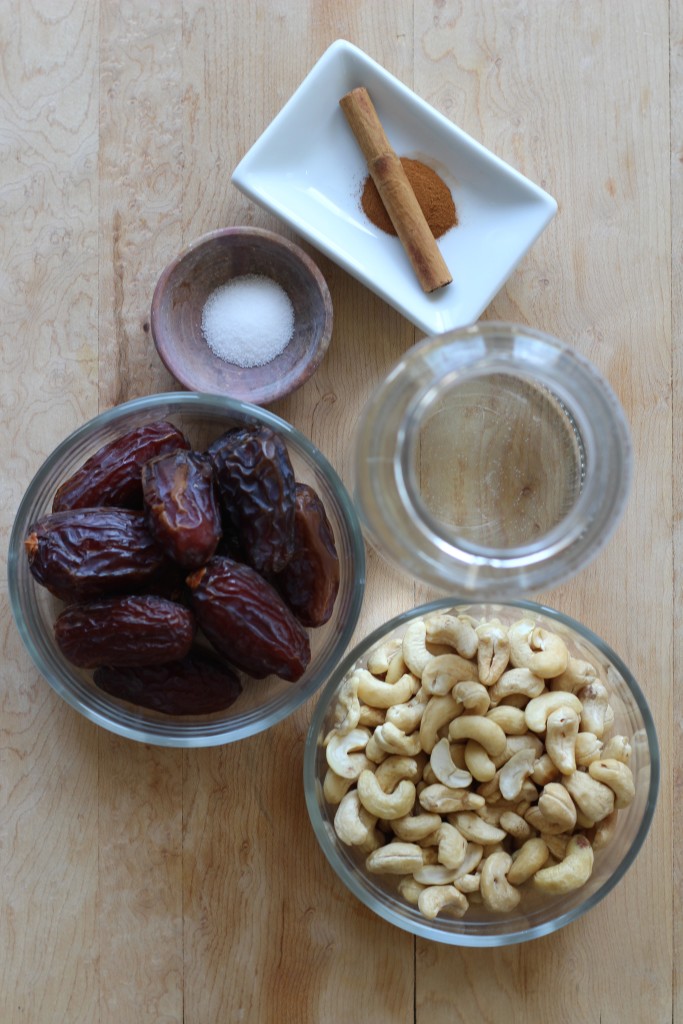 ingredients for cinnamon date cashew milk recipe