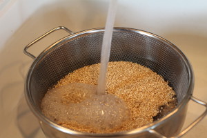 adding water to quinoa to start cooking